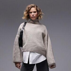 Topshop knit high neck drop shoulder sweater